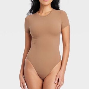 Auden Tan Nude Short Sleeve Bodysuit